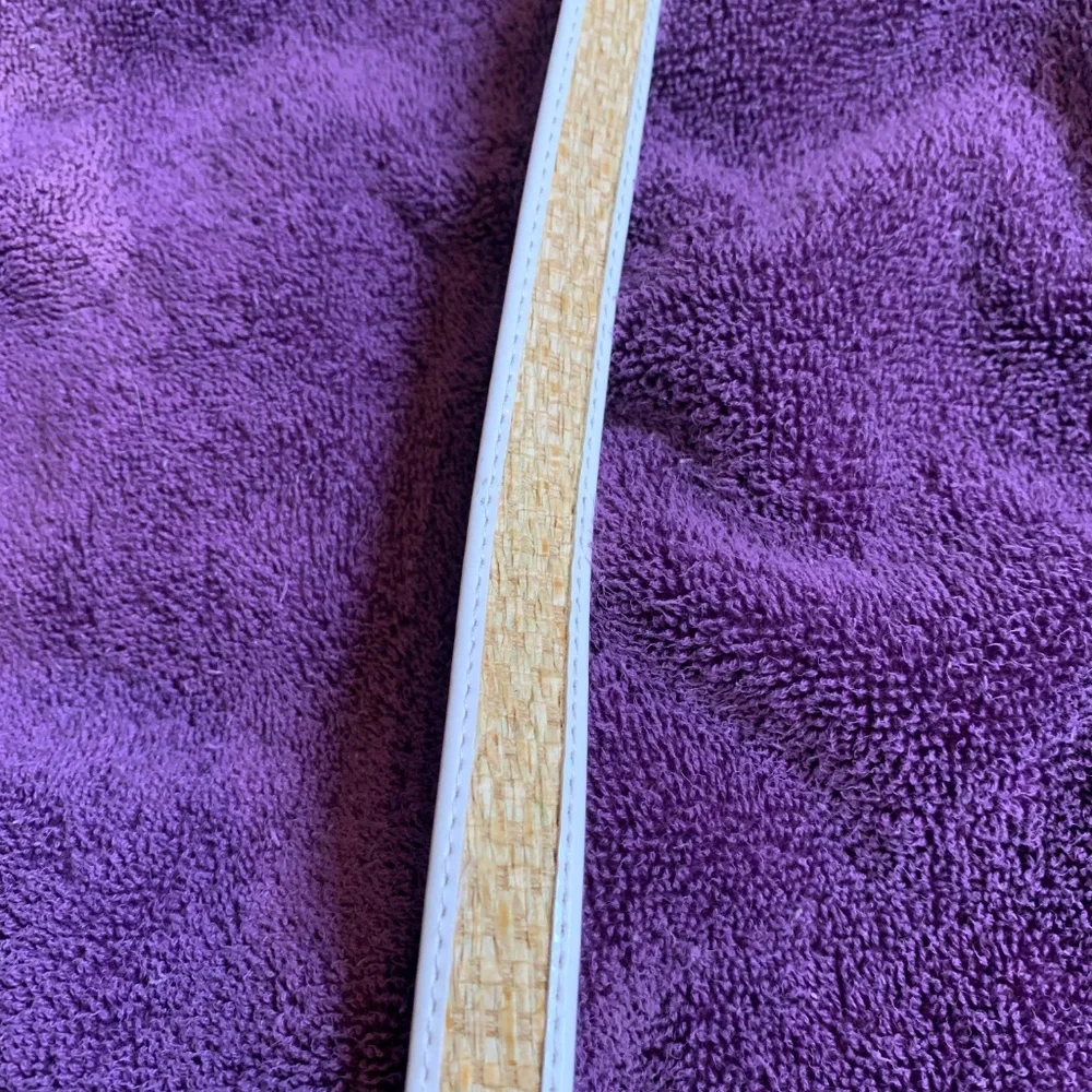 Anne Klein White Patent/Raffia Reversible Belt sz S